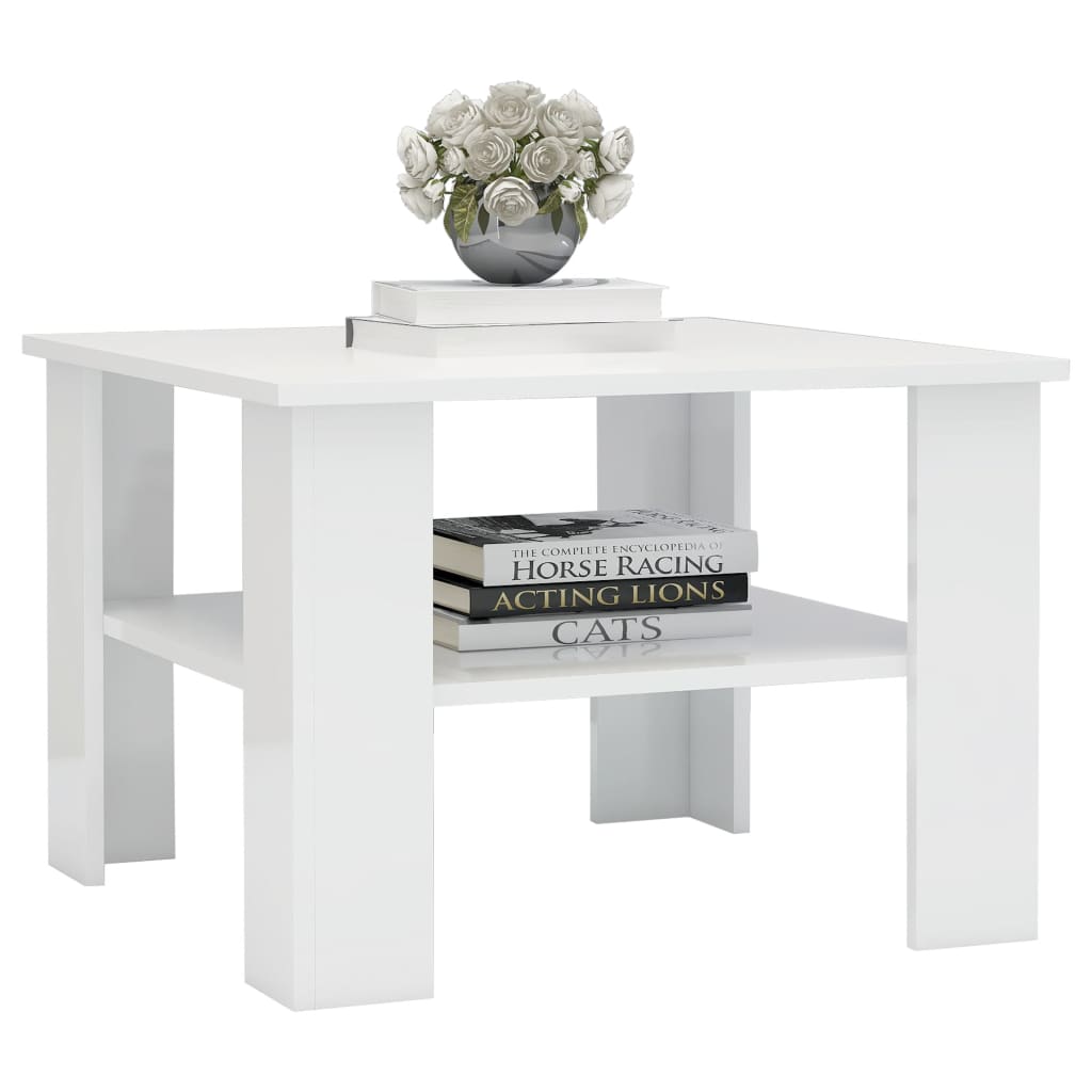 Coffee Table High Gloss White 60x60x42 Cm Engineered Wood – Modernique