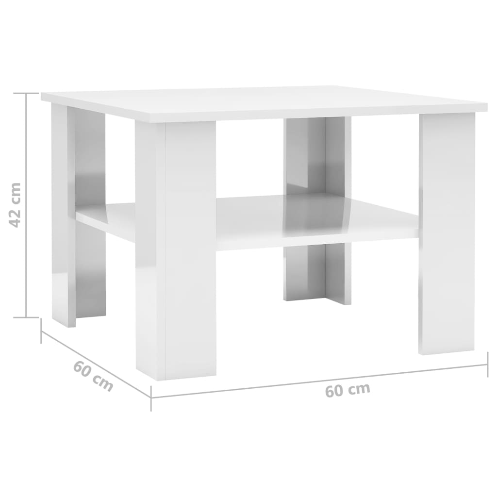 Coffee Table High Gloss White 60x60x42 Cm Engineered Wood – Modernique