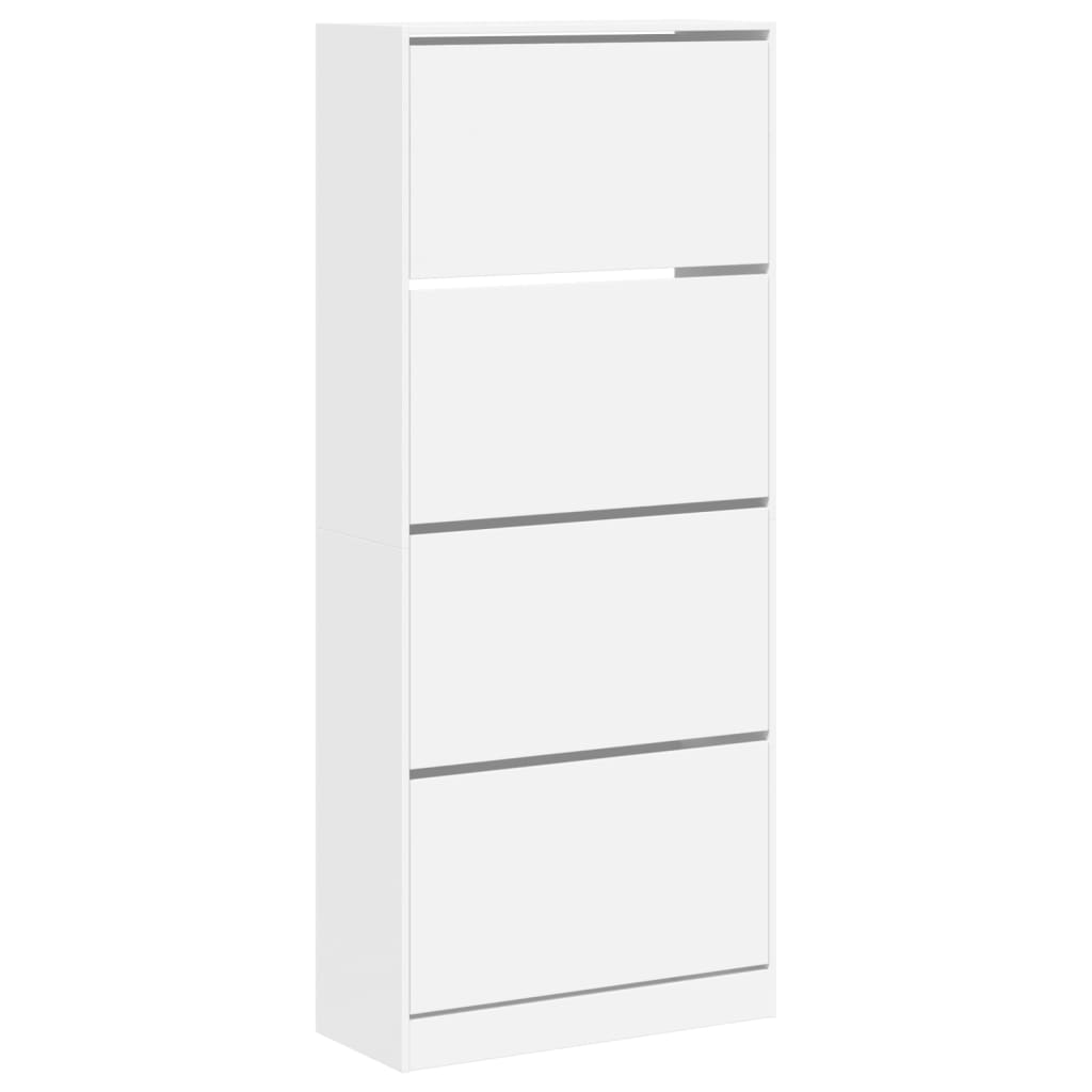 Shoe Cabinet with 4 Flip Drawers White 80x34x187.5 cm