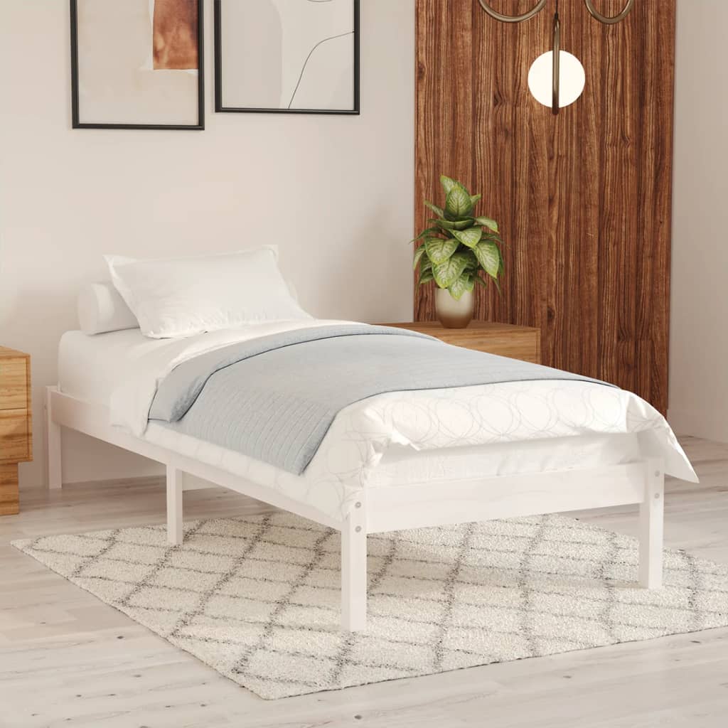 Solid wood deals bed frame white