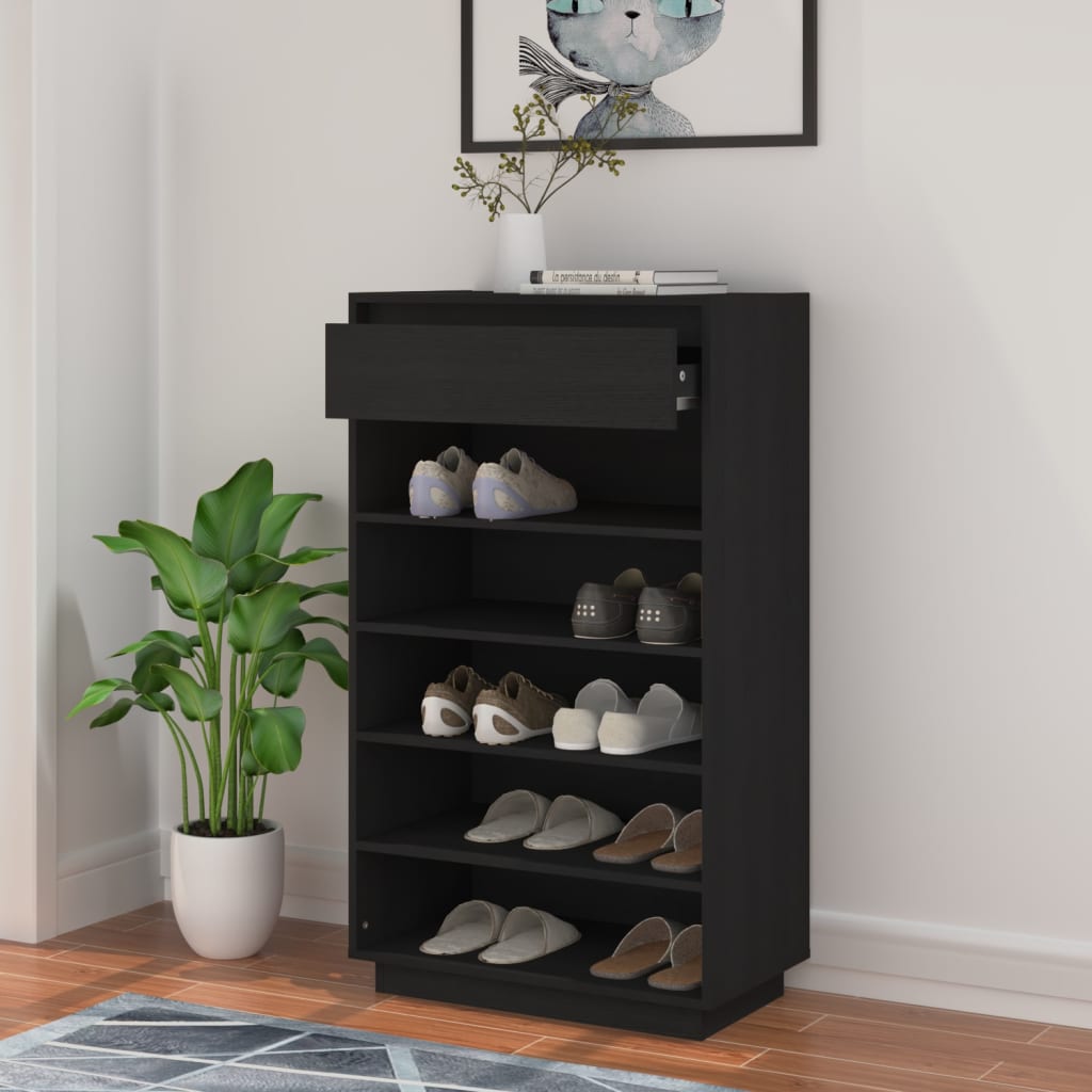 Black wood on sale shoe rack