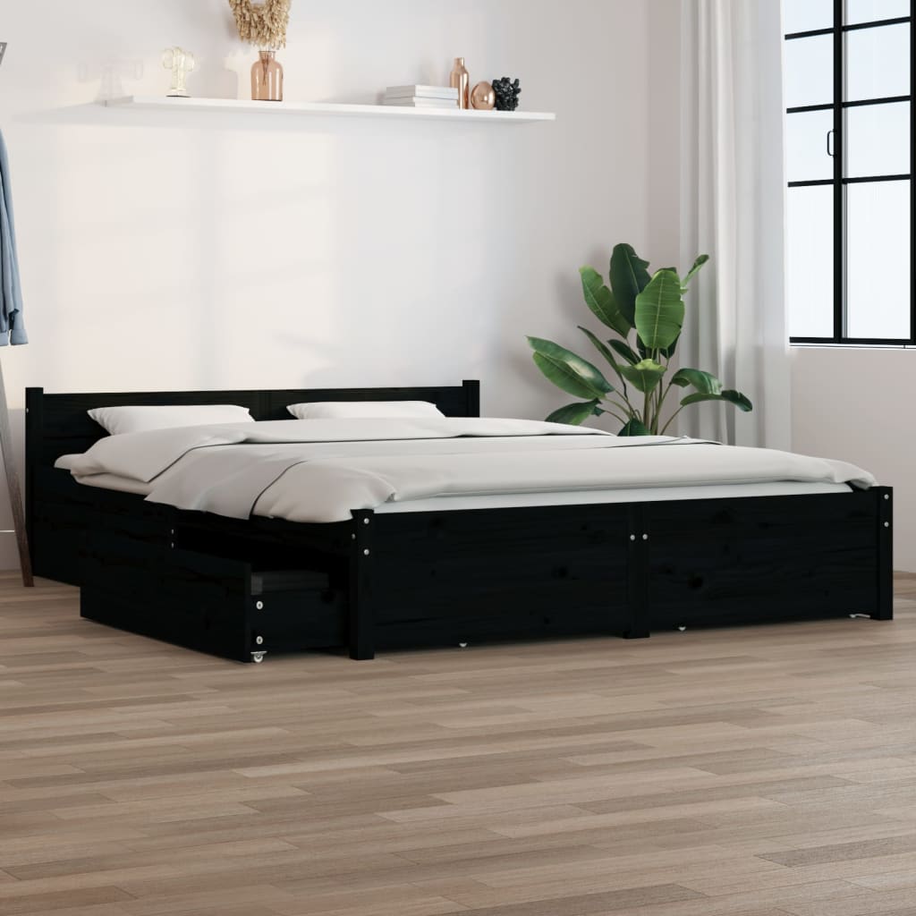 Black bed frame online with storage full