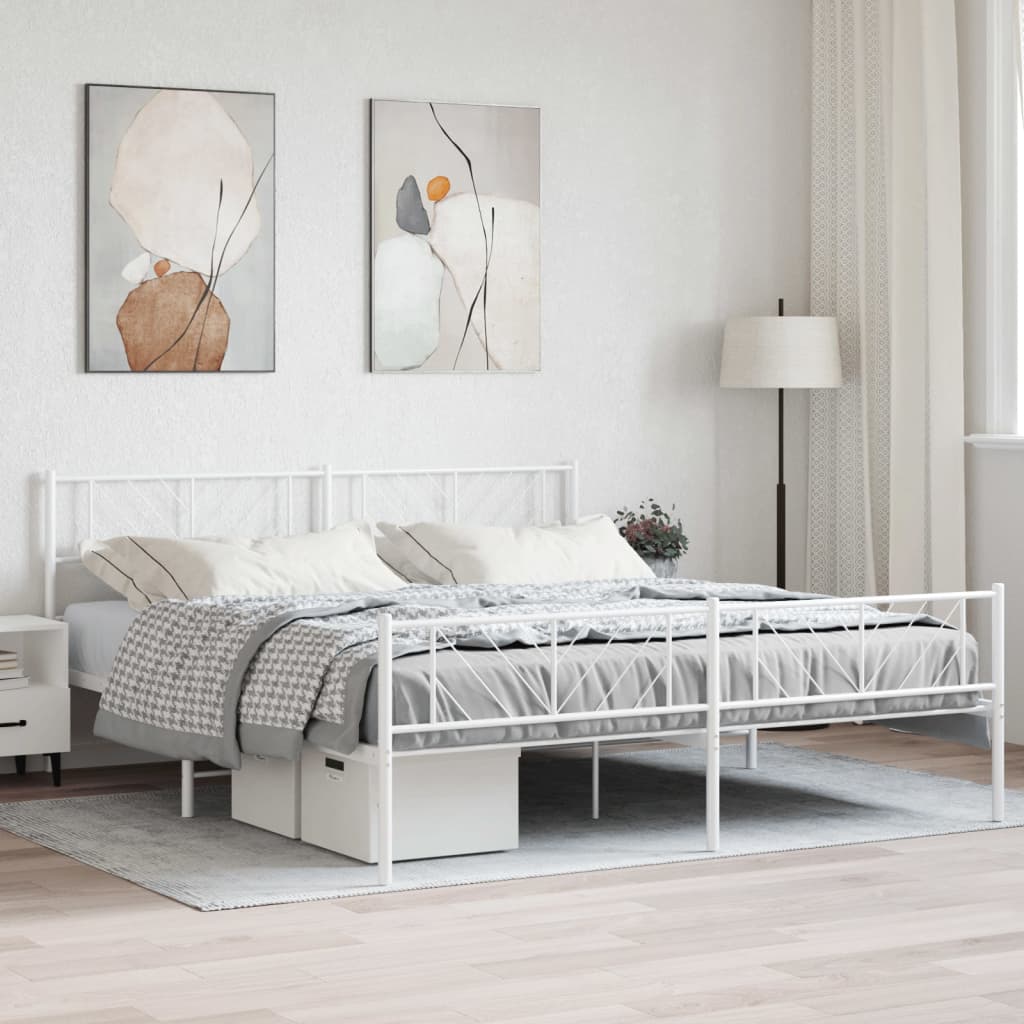 White metal queen on sale size bed frame